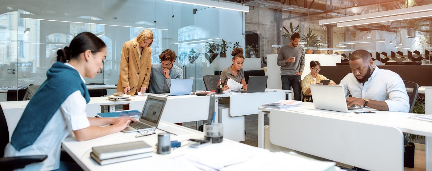 Modern office tech team