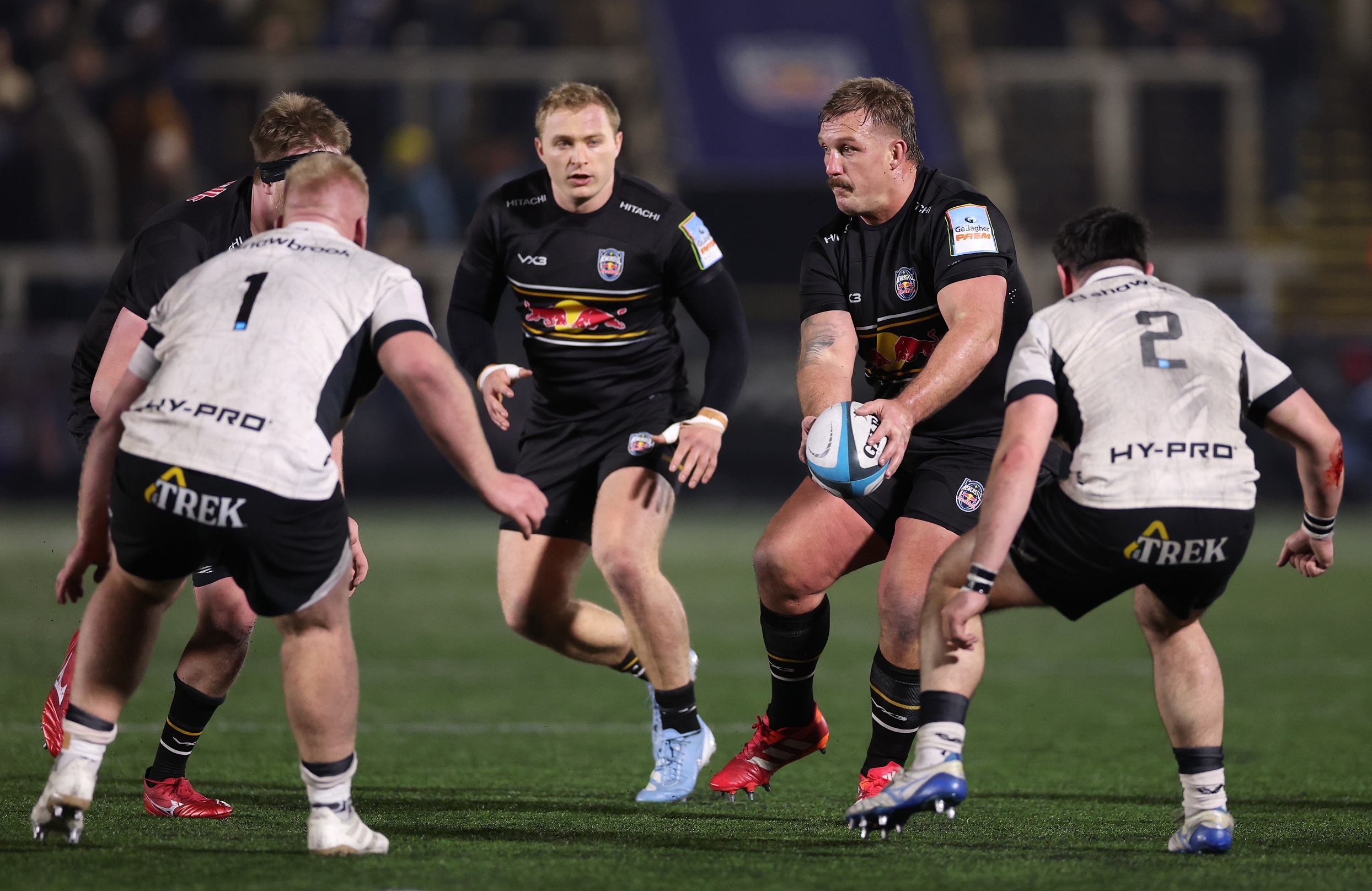 Rugby players in action