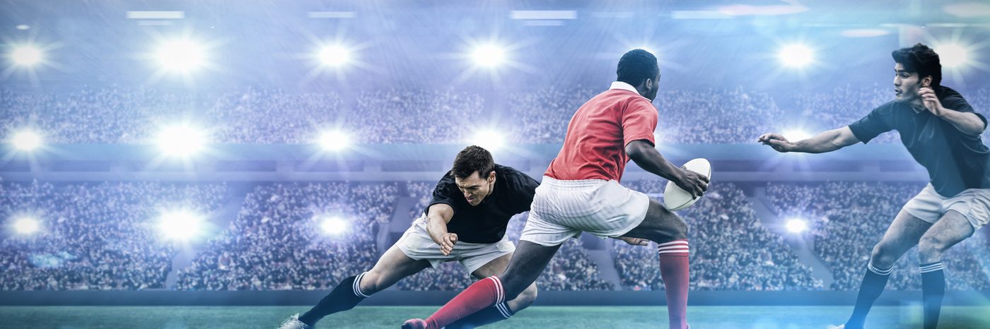 Rugby tackle stadium action
